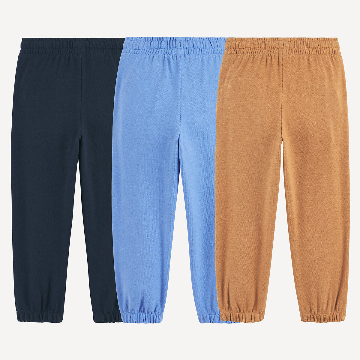 Lot de 3 pantalons de jogging bleu + camel, LA REDOUTE COLLECTIONS