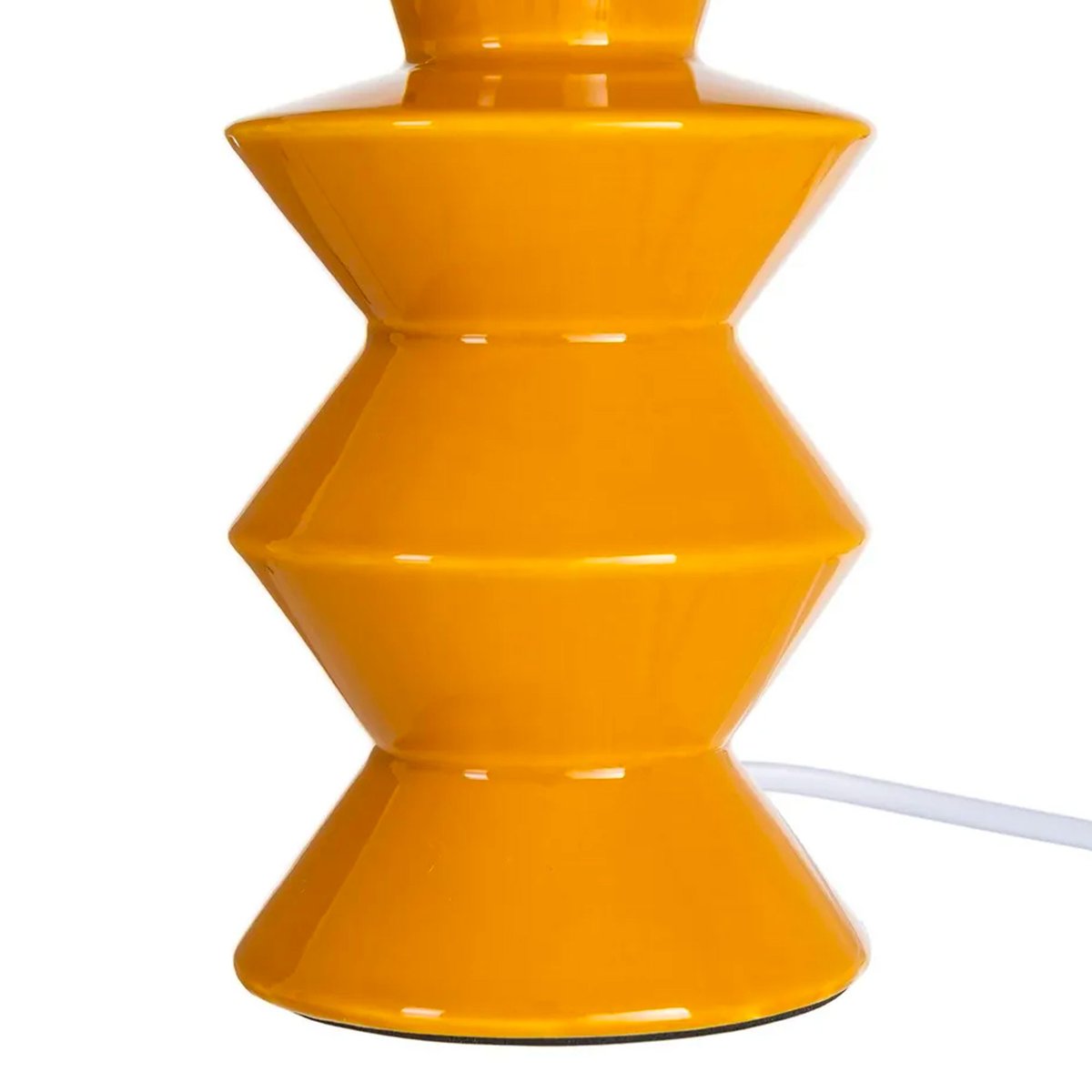 Lampe à poser céramique jaune et abat-jour rayé 18x18x44cm jaune, WADIGA