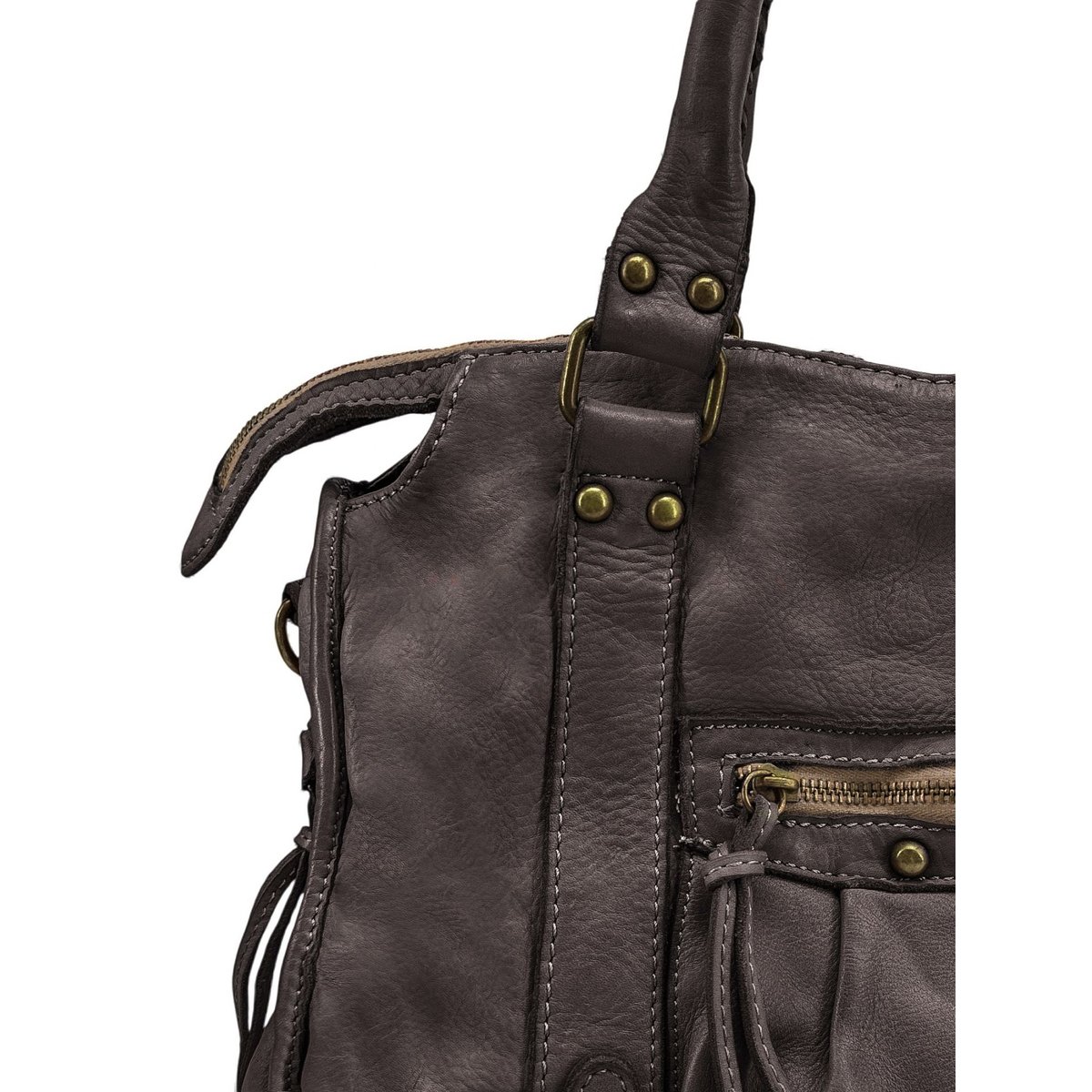 Sac à main en cuir italien MISS STORM chocolat, OH MY BAG