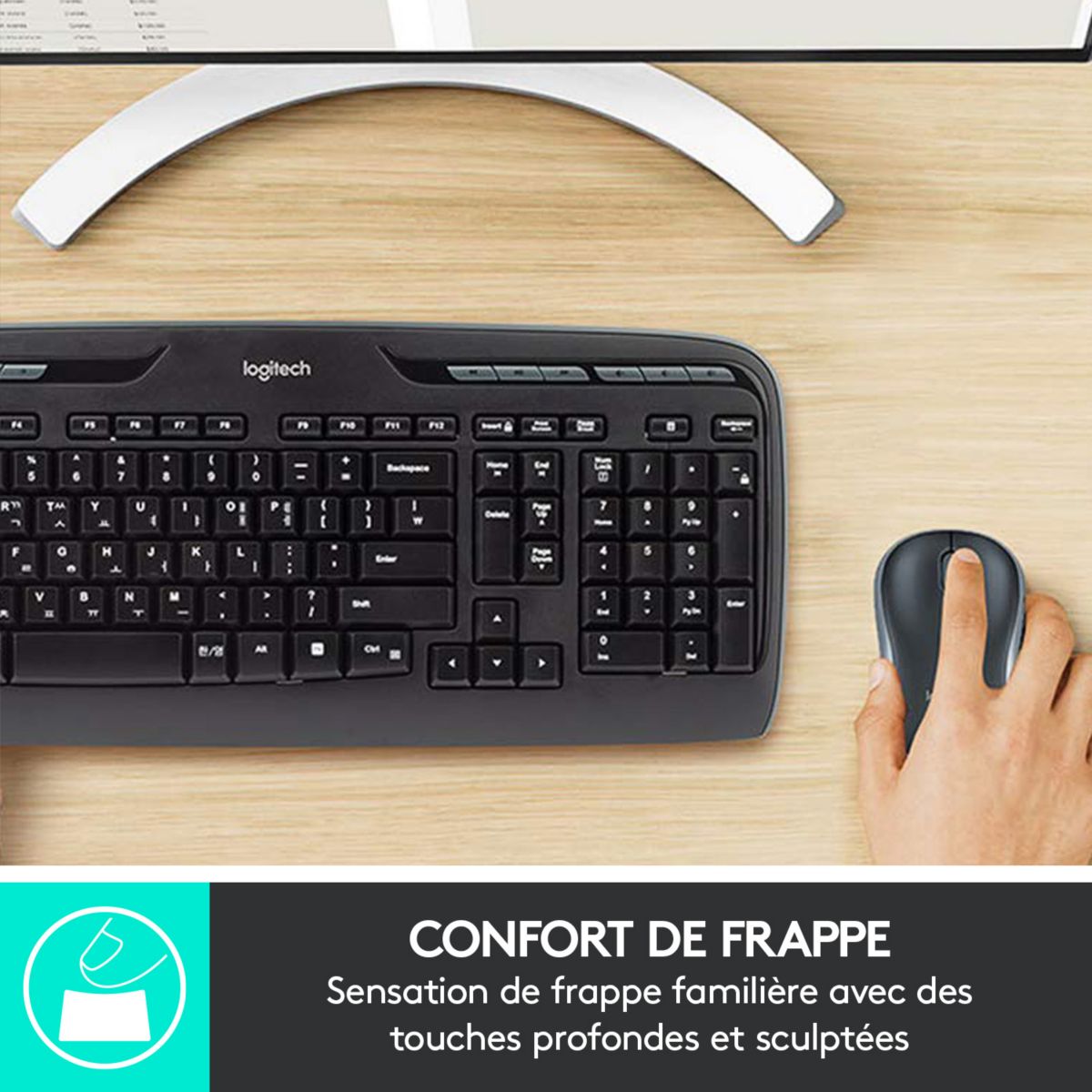 Clavier + Souris MK330 noir et gris, LOGITECH