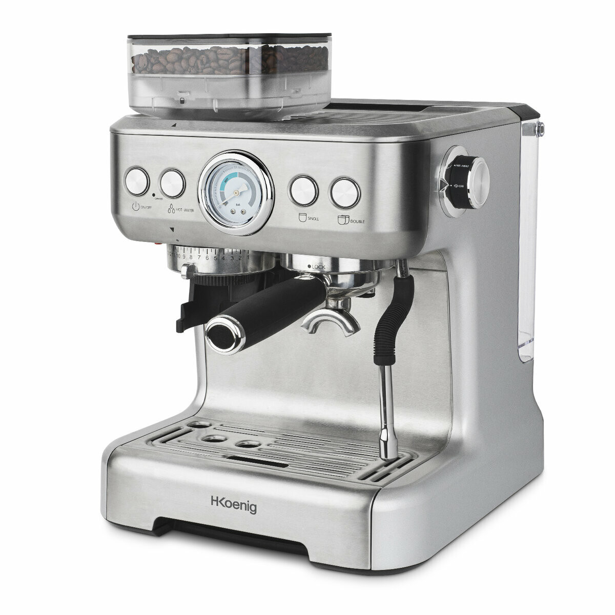 machine à expresso avec broyeur - expro980 noir, H.KOENIG