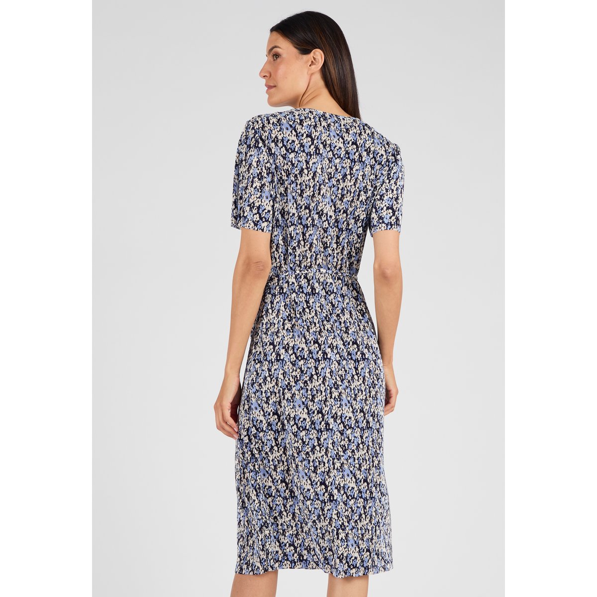 Robe plissé permanent bleu fleuri, DAMART