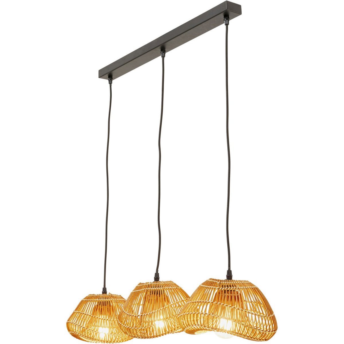 Suspension 3 abat-jours en rotin, ALOHA marron, KARE DESIGN