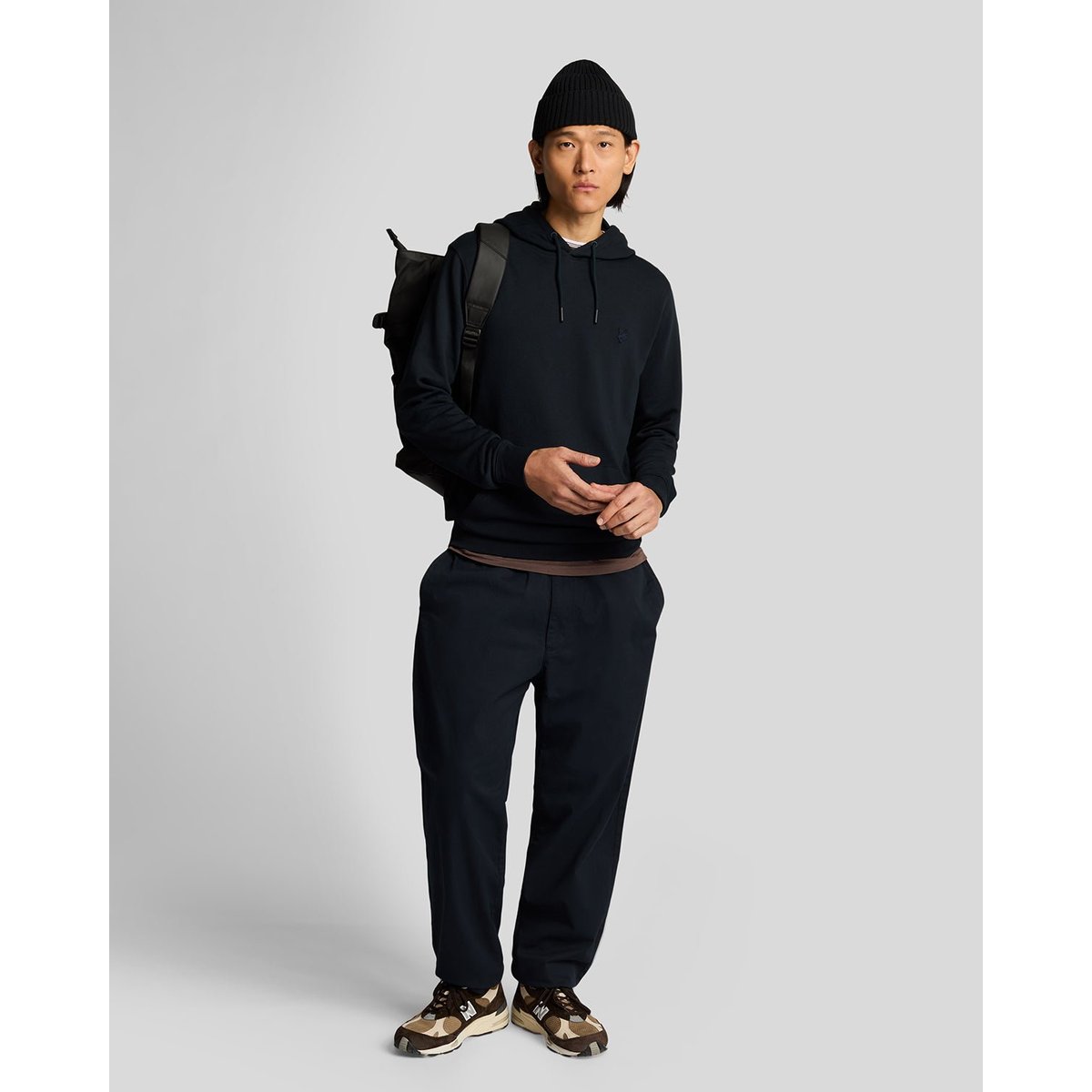 Sweat à capuche en coton superfine loopback bleu foncé marine, LYLE & SCOTT