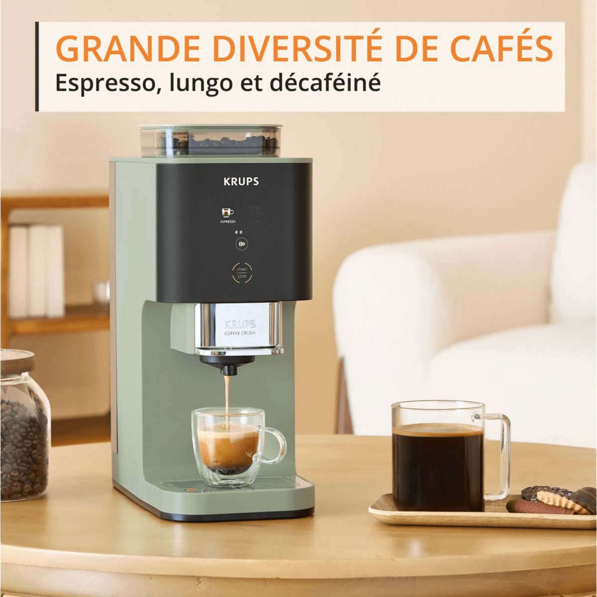 Expresso Broyeur Coffee Crush, Machine à café à grains, ultra compacte SA401LE0 couleur unique, KRUPS