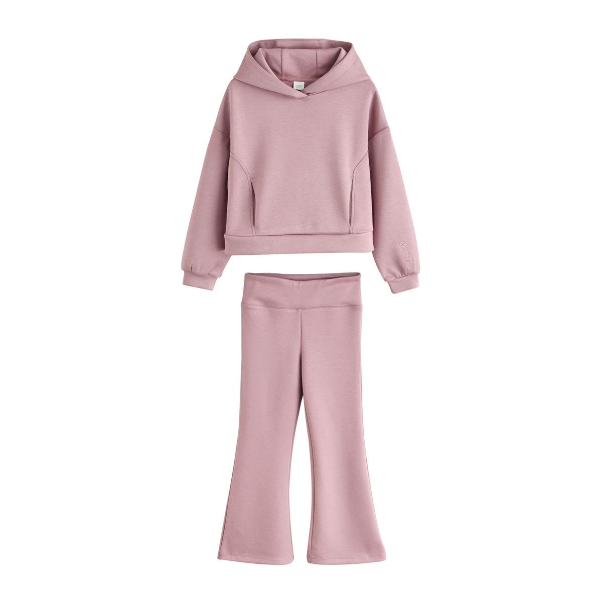 Ensemble sweat à capuche et pantalon évasé rose foncé, NEXT