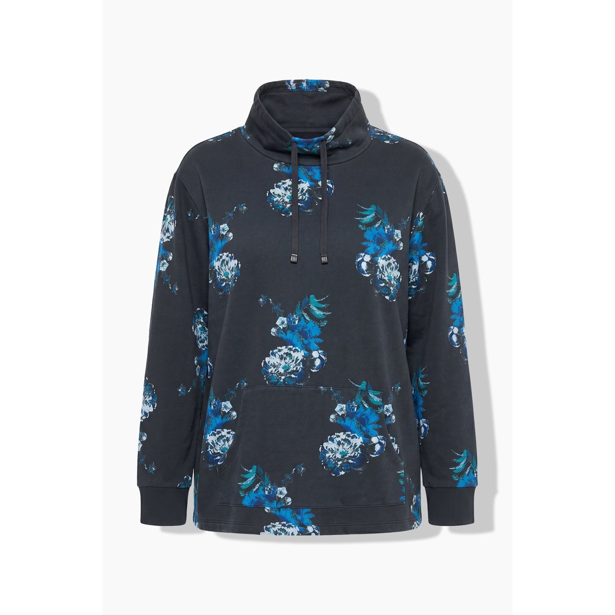 Sweat-shirt à fleurs, coupe évasée marine, ULLA POPKEN