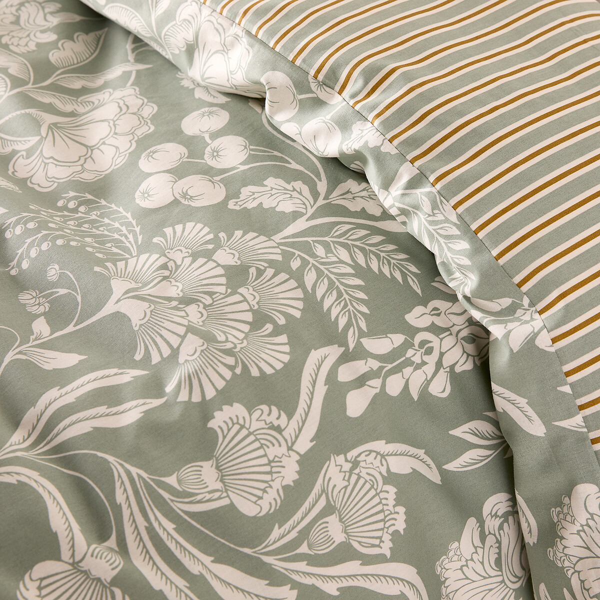 Funda nórdica de algodón, Linda estampado sobre fondo celadón, LA REDOUTE INTERIEURS