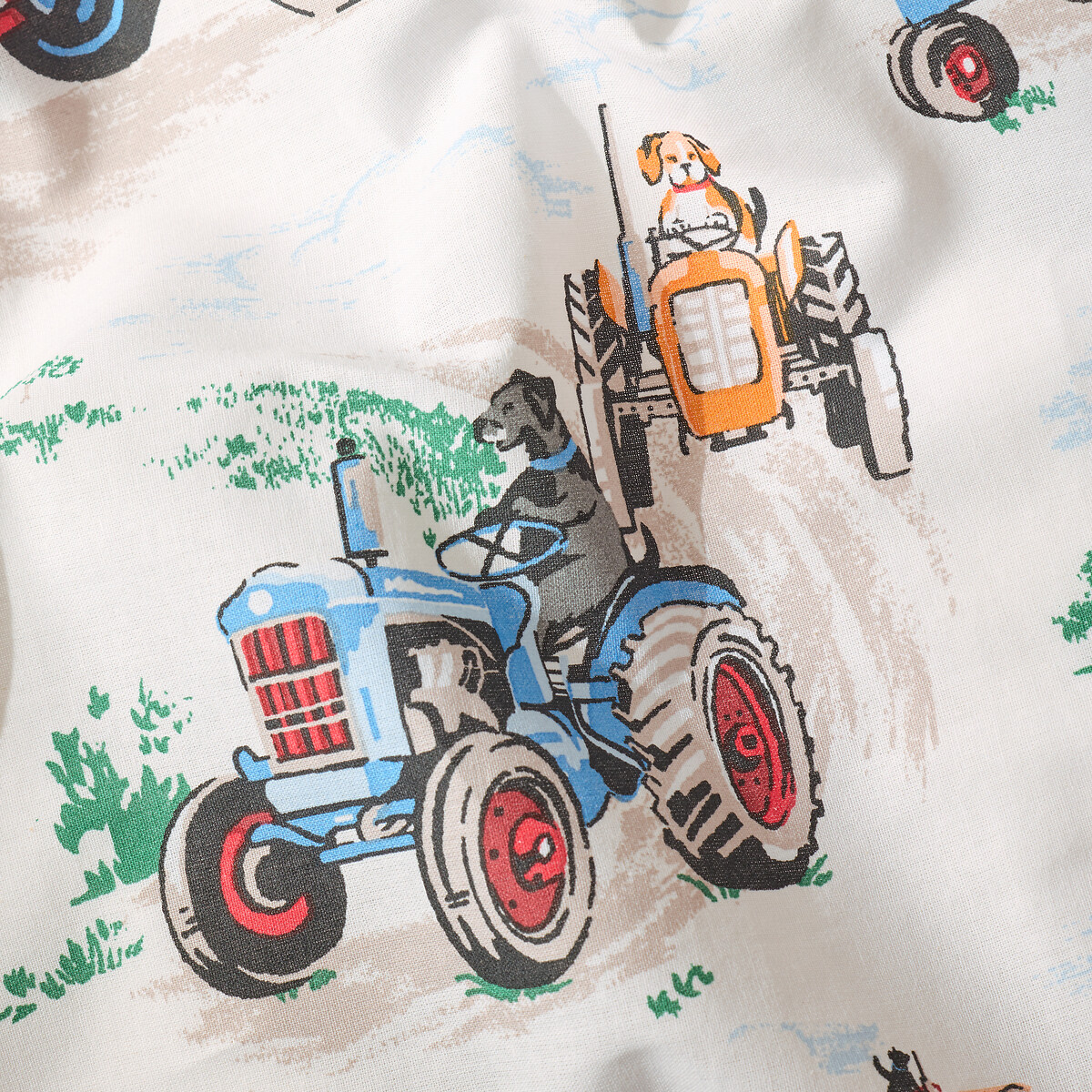 Vintage Tractors Reversible Duvet Cover and Pillowcase Set cream, CATH KIDSTON