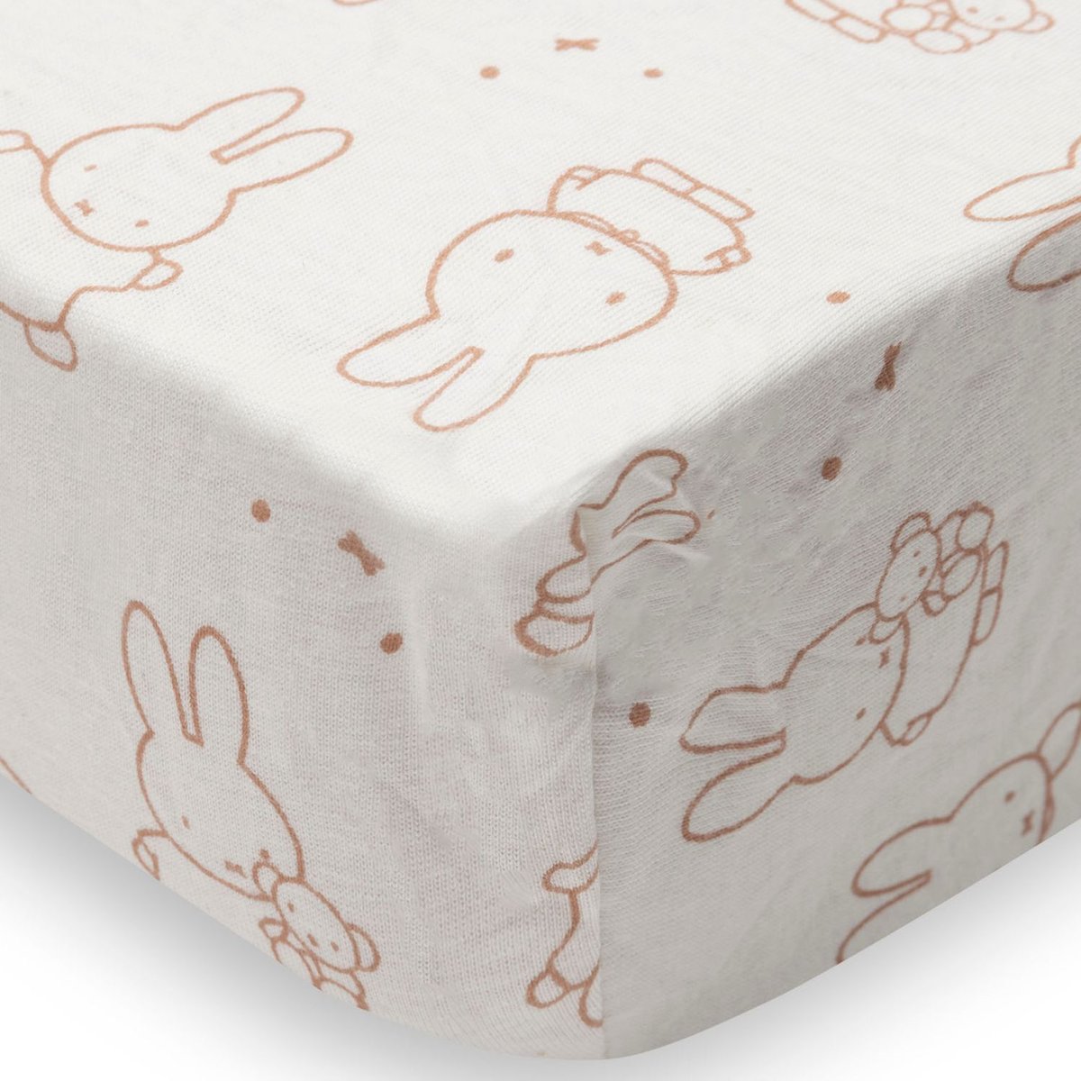 Drap housse en jersey blanc, terracotta, JOLLEIN