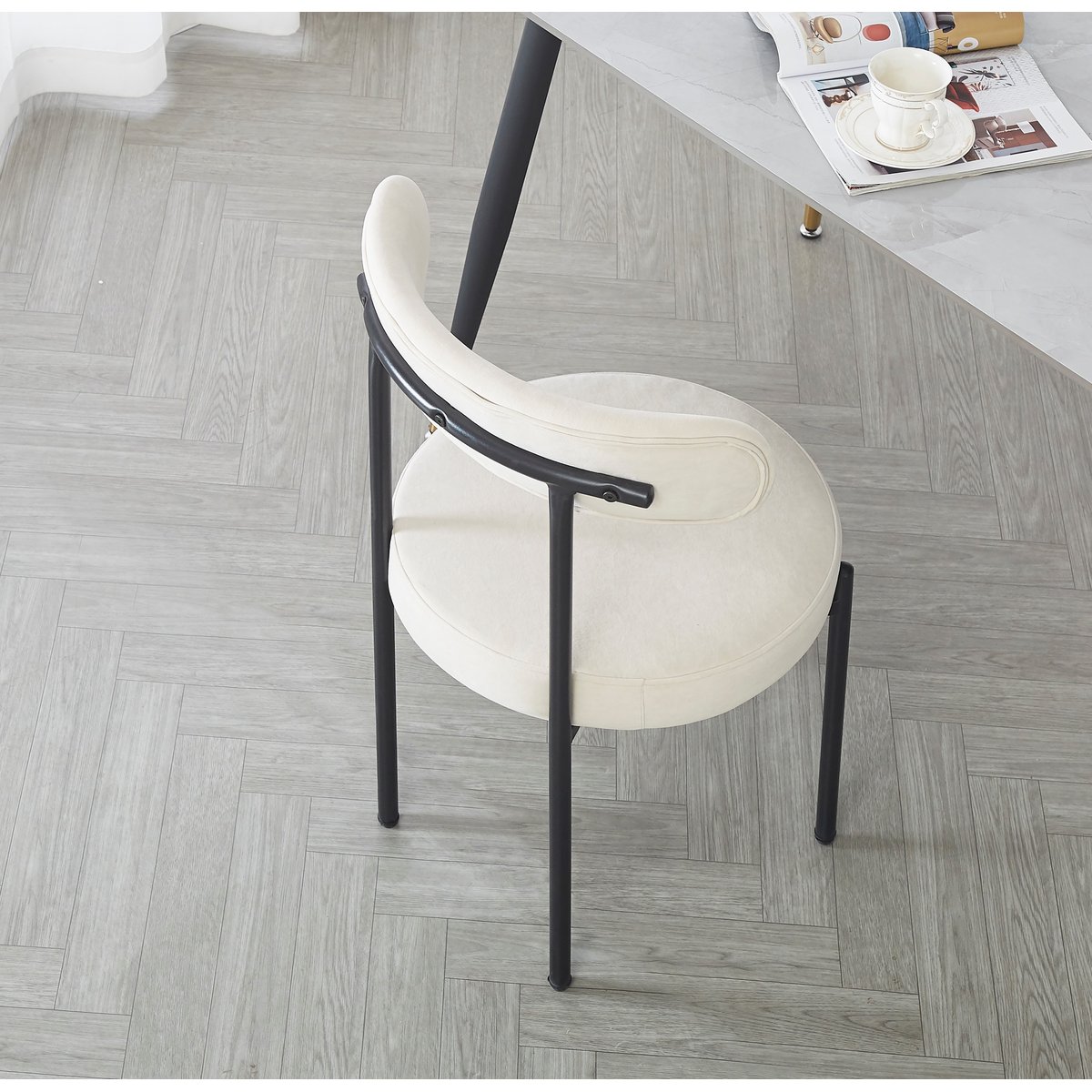 Lot de 2 chaises, velours côtelé, LARS beige, NORDLYS