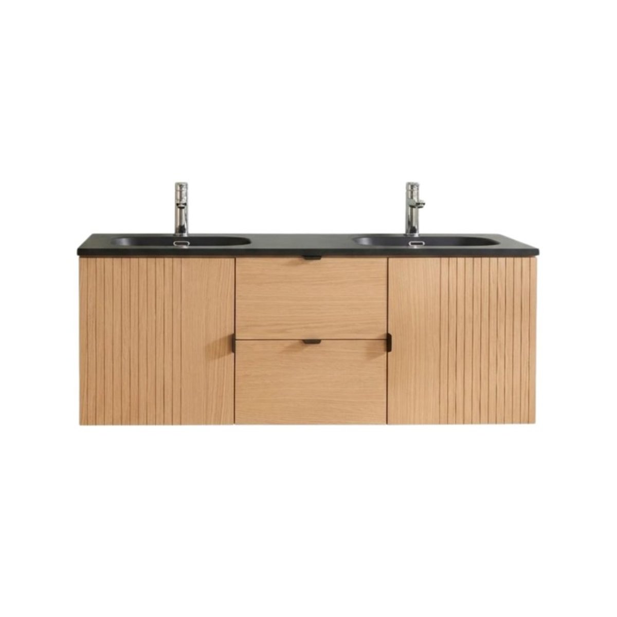 Meuble double vasque 140cm chêne, vasques et robinets STUDIO couleur unique, MOB IN
