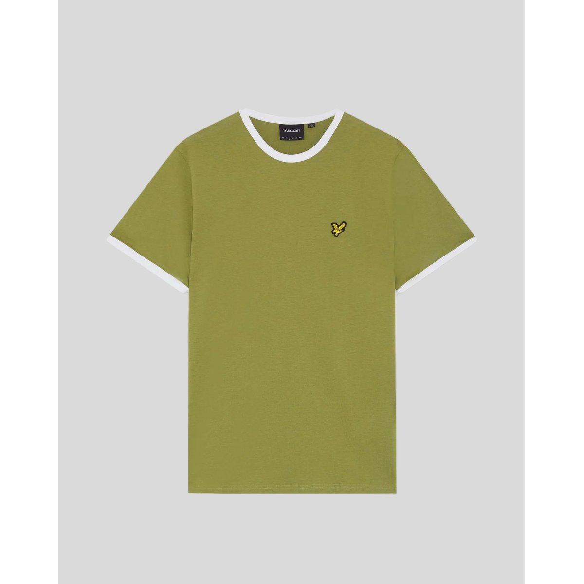 T-shirt ringer en coton col rond vert arbuste/ blanc, LYLE & SCOTT