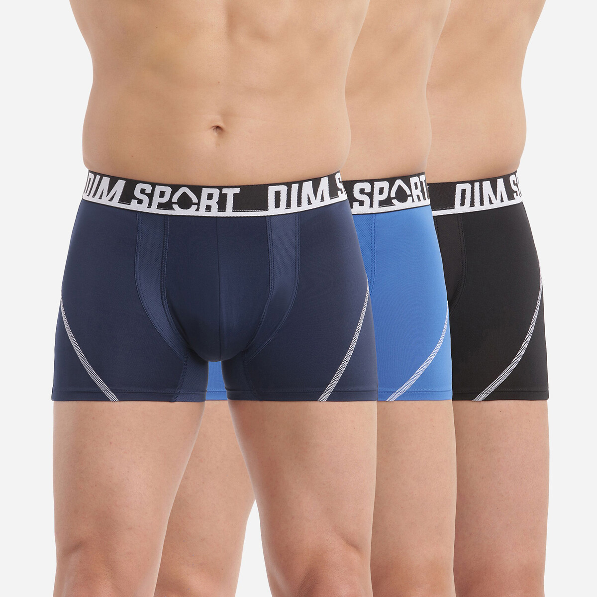 3er-Pack Sport-Boxershorts DIM SPORT blau + marine + schwarz, DIM