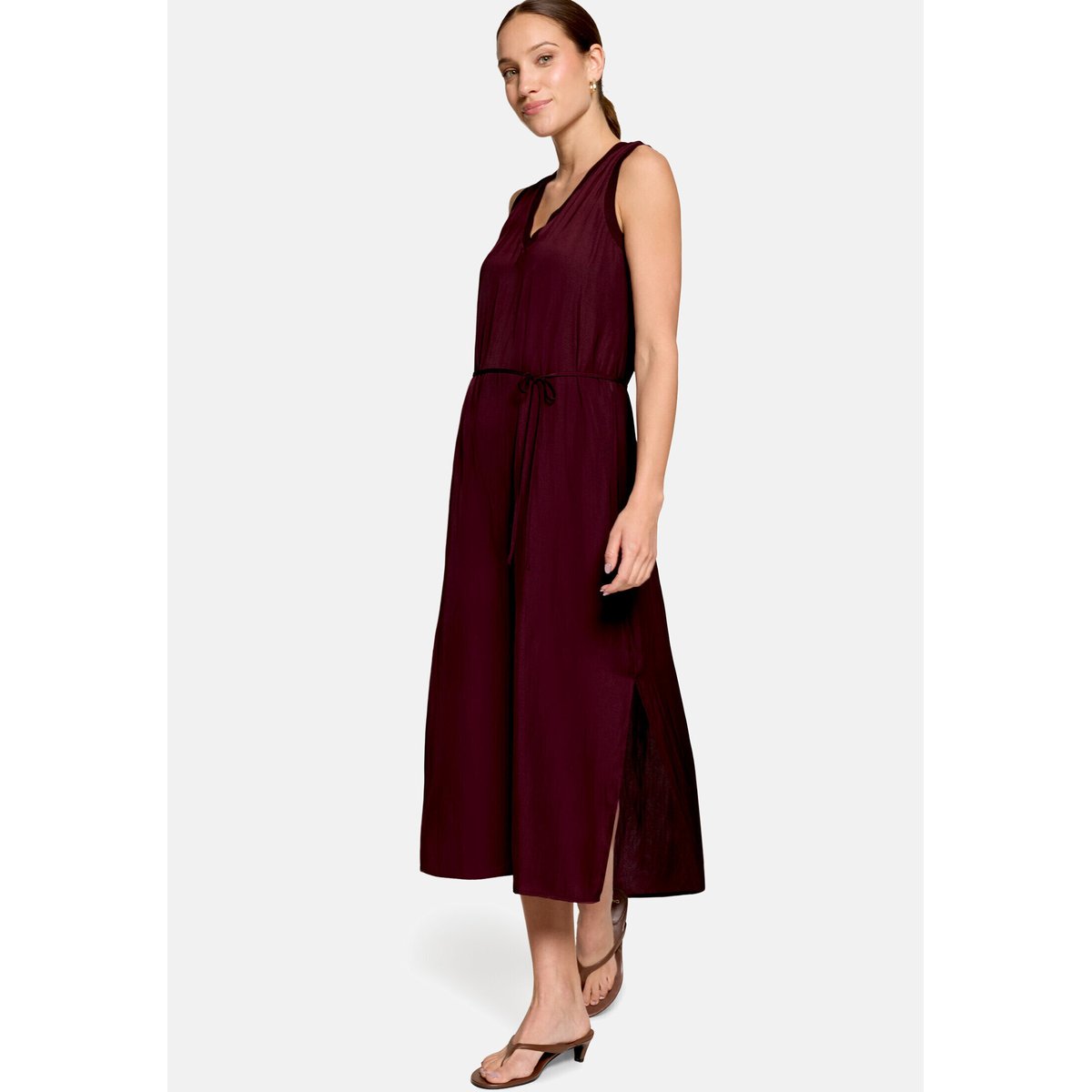 Robe droite à bordures côtelées dark aubergine, ZERO