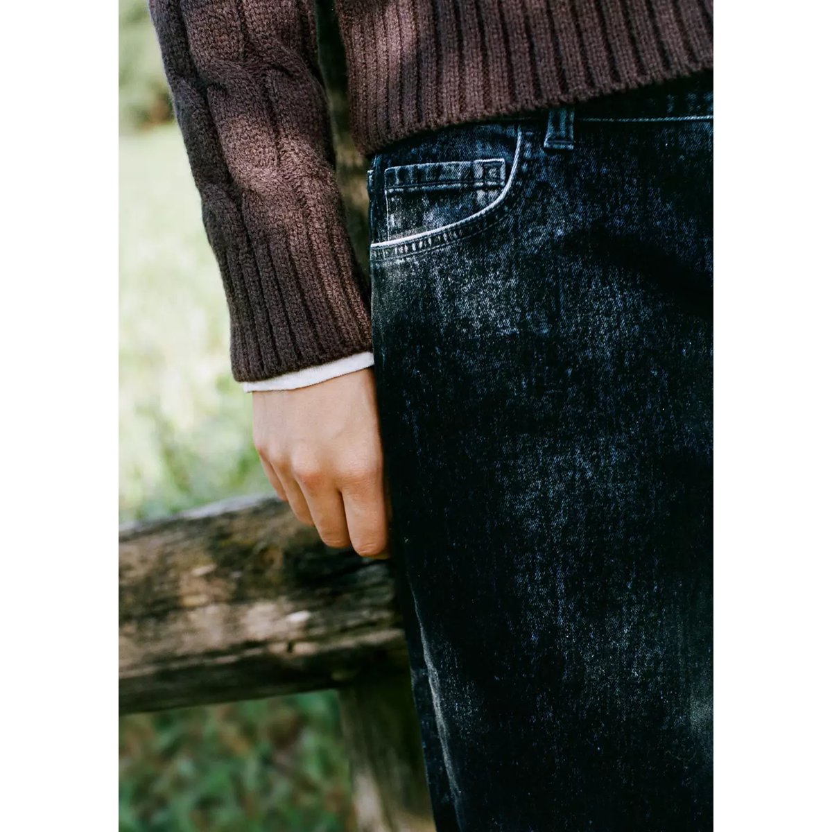 Jean wide leg en velours bleu marine, MANGO TEEN