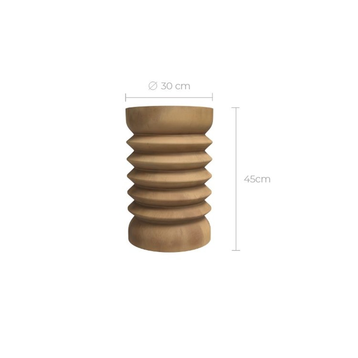 Tabouret rond en bois de suar D30 cm - LEWA bois clair, MAISON PAVANE