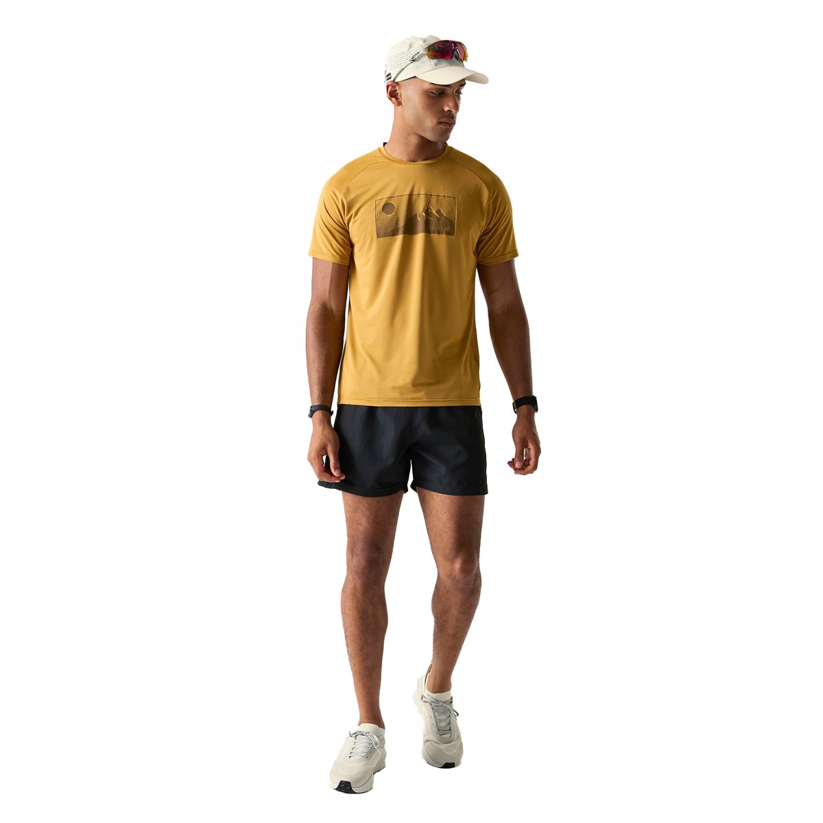 T-shirt motif/style lune et montagne TECH jaune vieil or, DARE 2B
