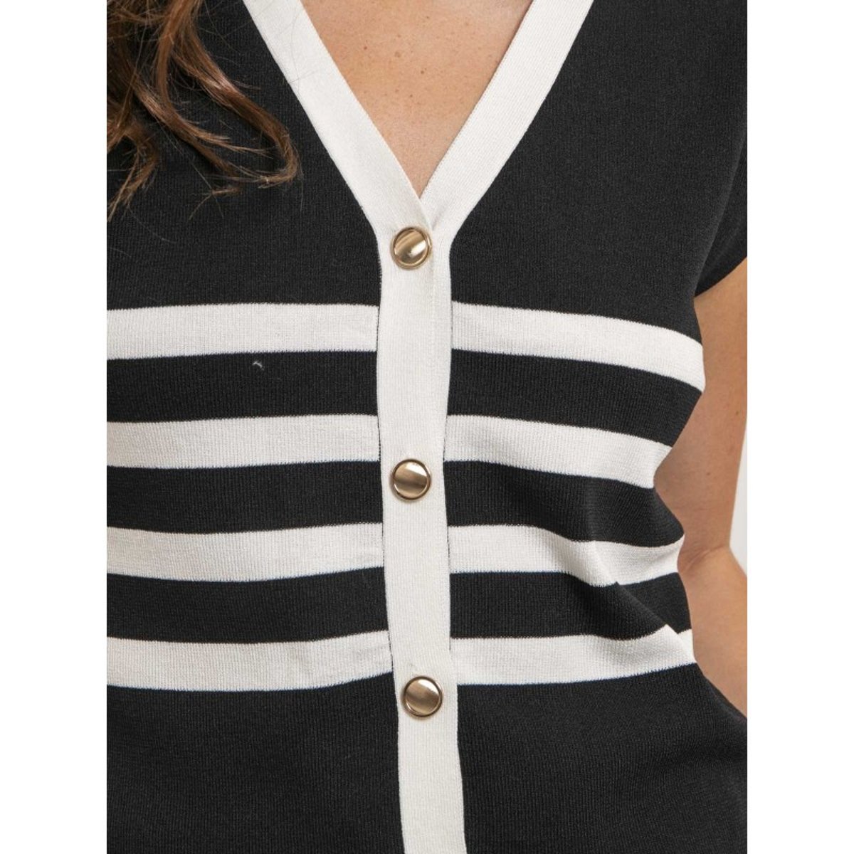 Cardigan Marinière Sans Manches Fidecia noir, DONA LISA