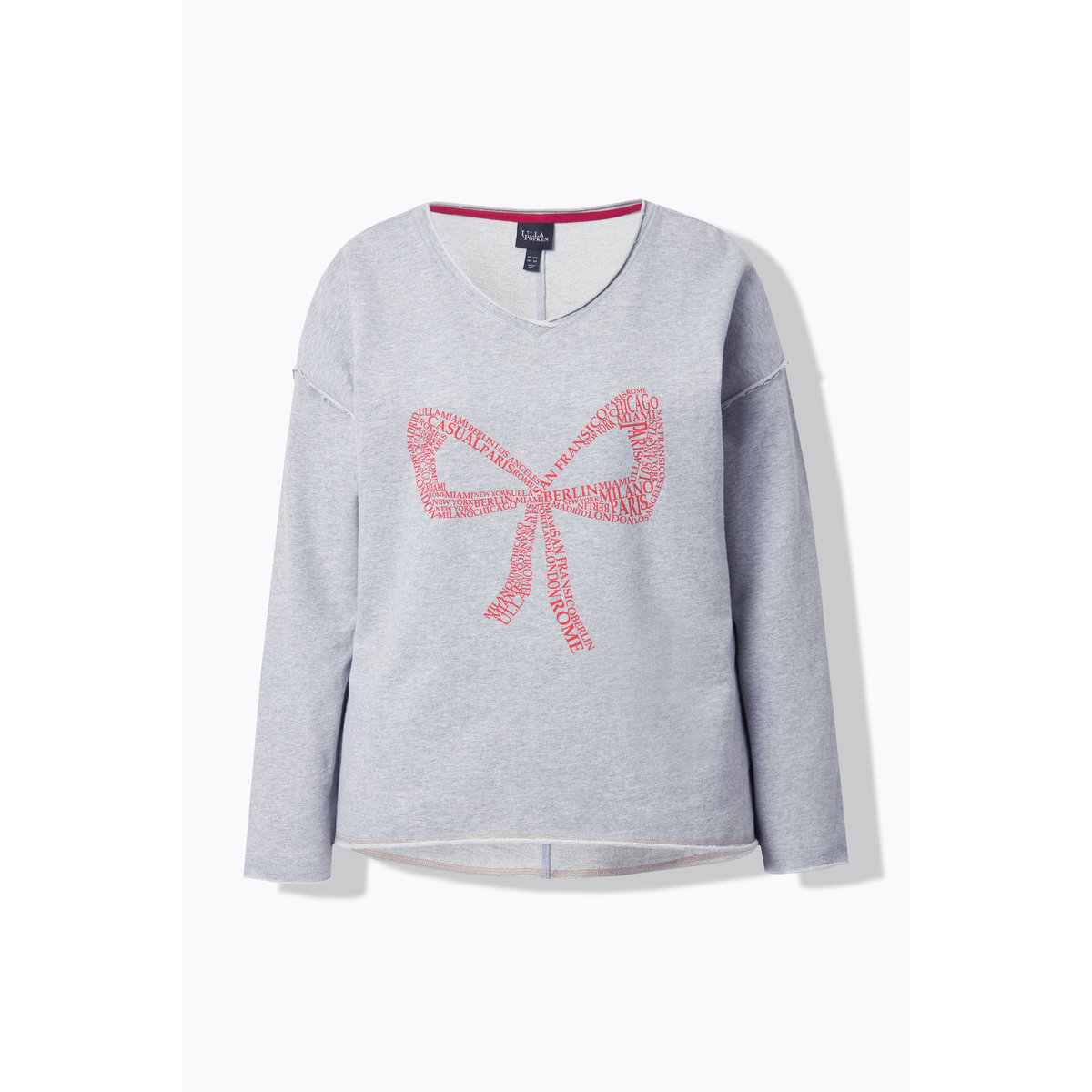 Sweat-shirt oversize, motif grand nœud gris clair chiné, ULLA POPKEN