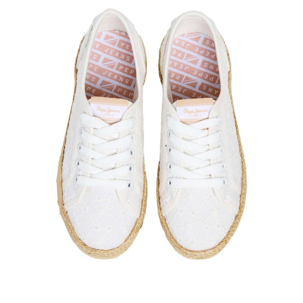 Baskets Classiques Avec Détails Brodés blanc cassé, PEPE JEANS