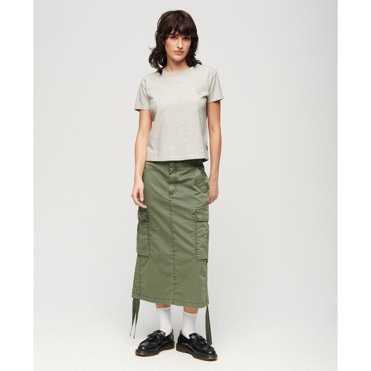 T-shirt Ajusté Essential Logo gris glacier chiné, SUPERDRY