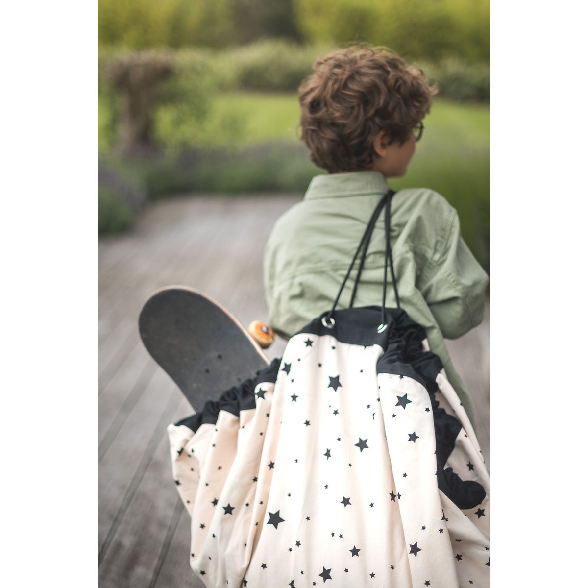 play&go - tapis de jeu & sac à jouets - worldmap/stars ecru/noir, PLAY ET GO
