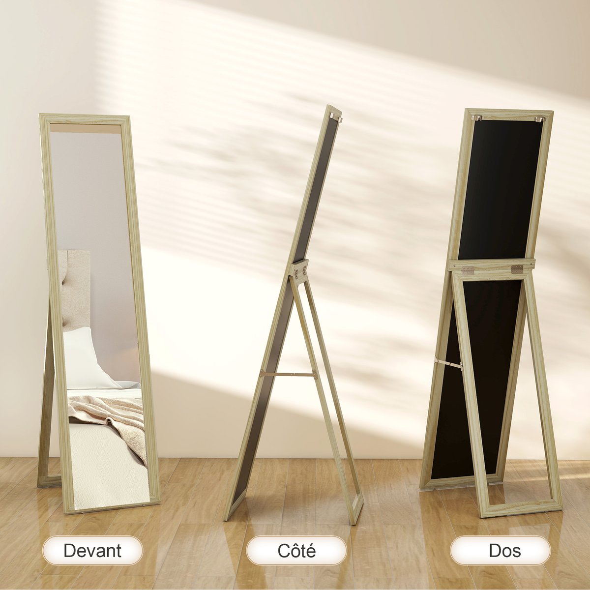 Miroir en pied MDF Bois naturel bois naturel, HOMCOM