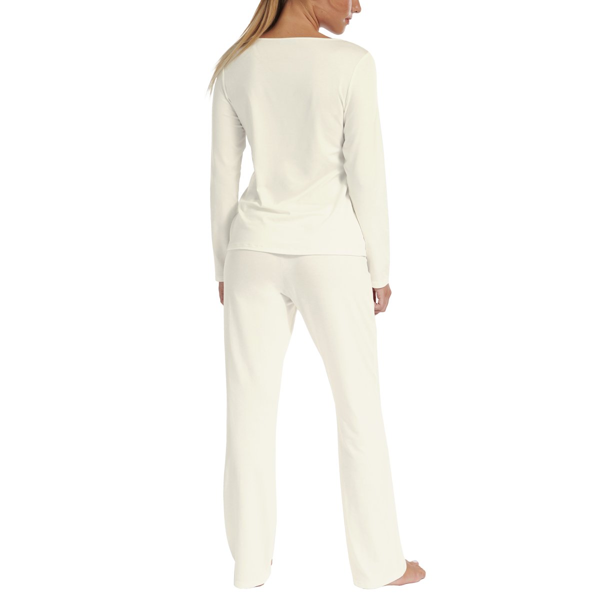 Pyjama pantalon top manches longues Liv Mariage ivoire, LISCA