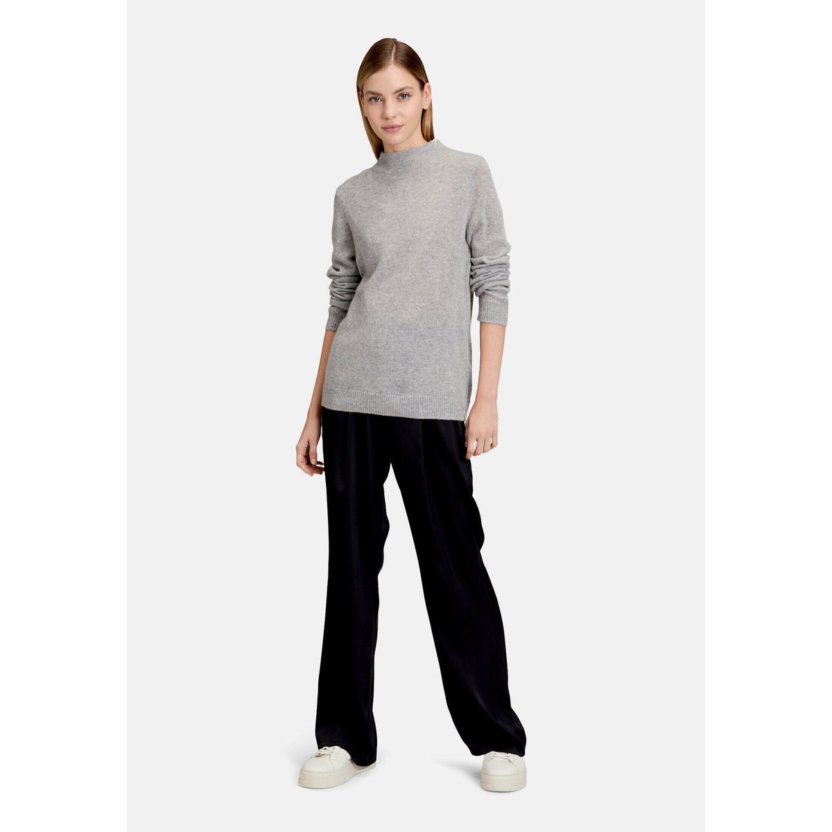 Pull en cachemire à col droit light silver melange, BETTY BARCLAY