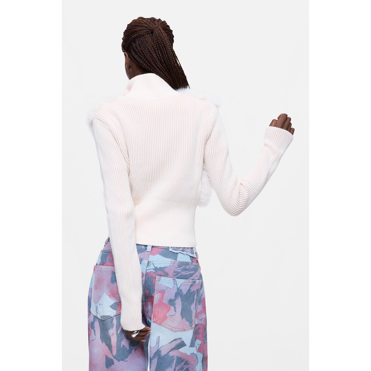 Pull à col roulé en poils beige, DESIGUAL