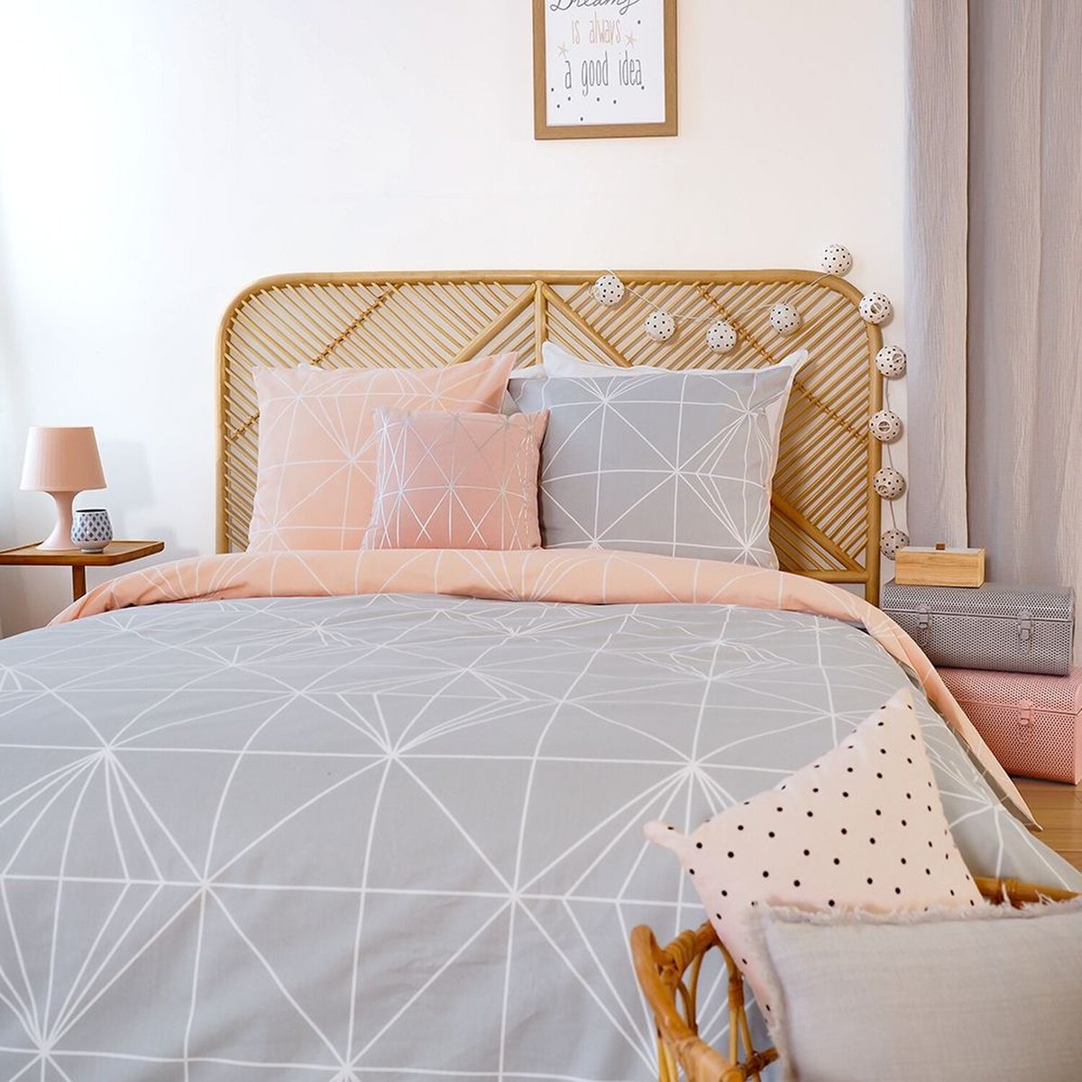 Parure housse de couette coton, Shyne gris, C DESIGN HOME TEXTILE