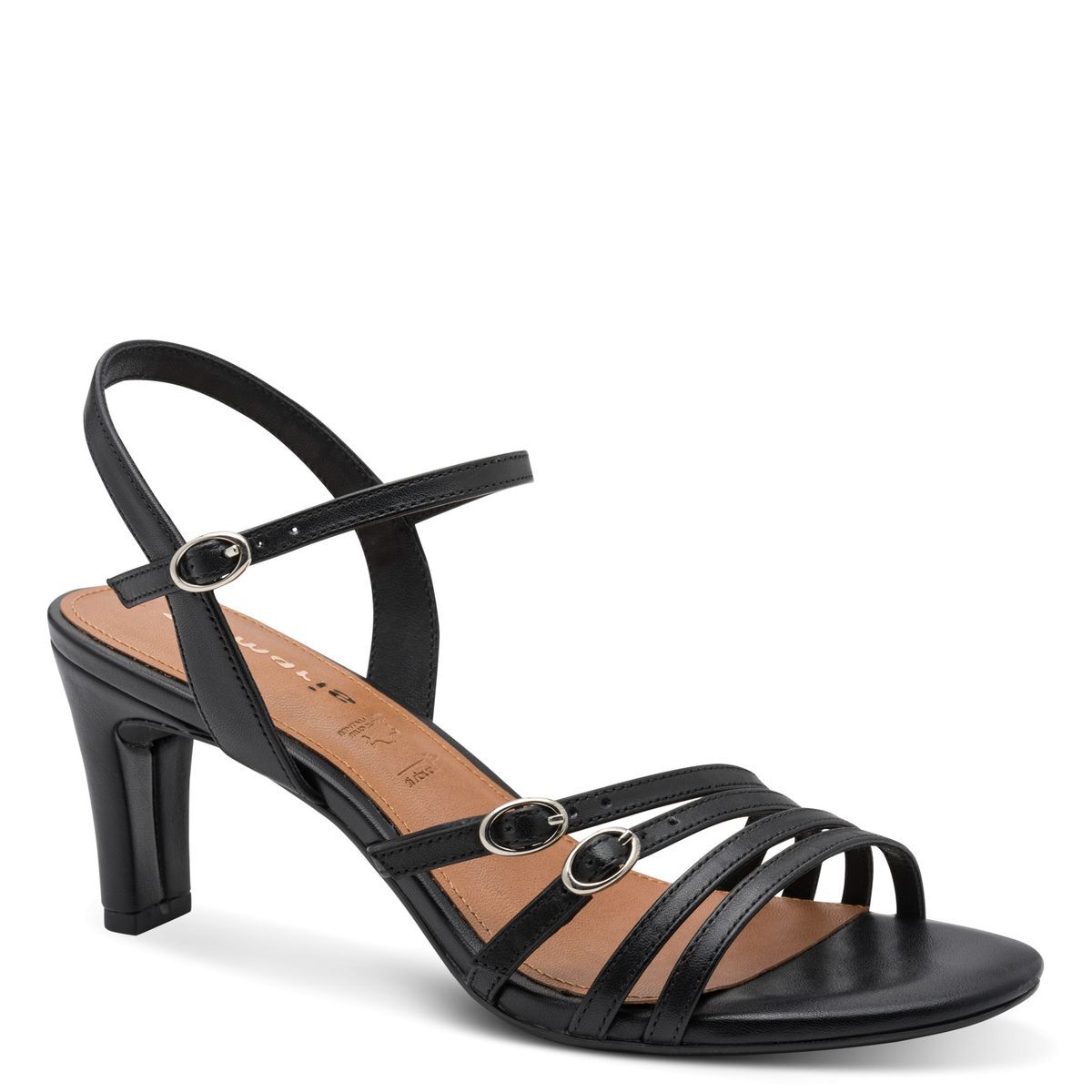 Sandales à talons, cuir noir, TAMARIS