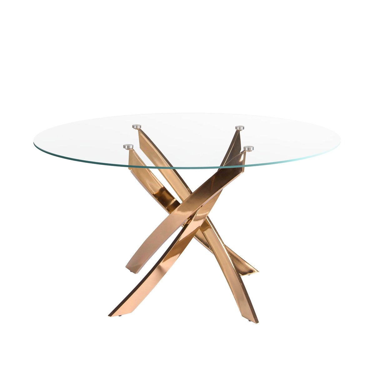 Table de salle à manger ronde en verre trempé et acier cristal | rose, ANGEL CERDA