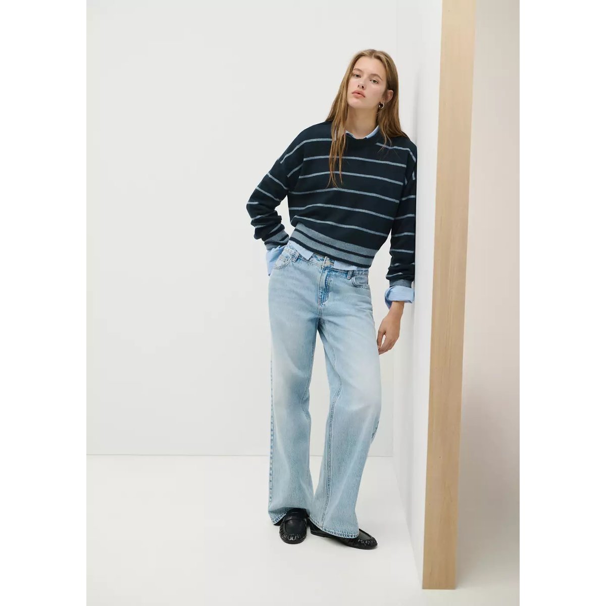 Pull-over à rayures contrastantes bleu marine, MANGO TEEN
