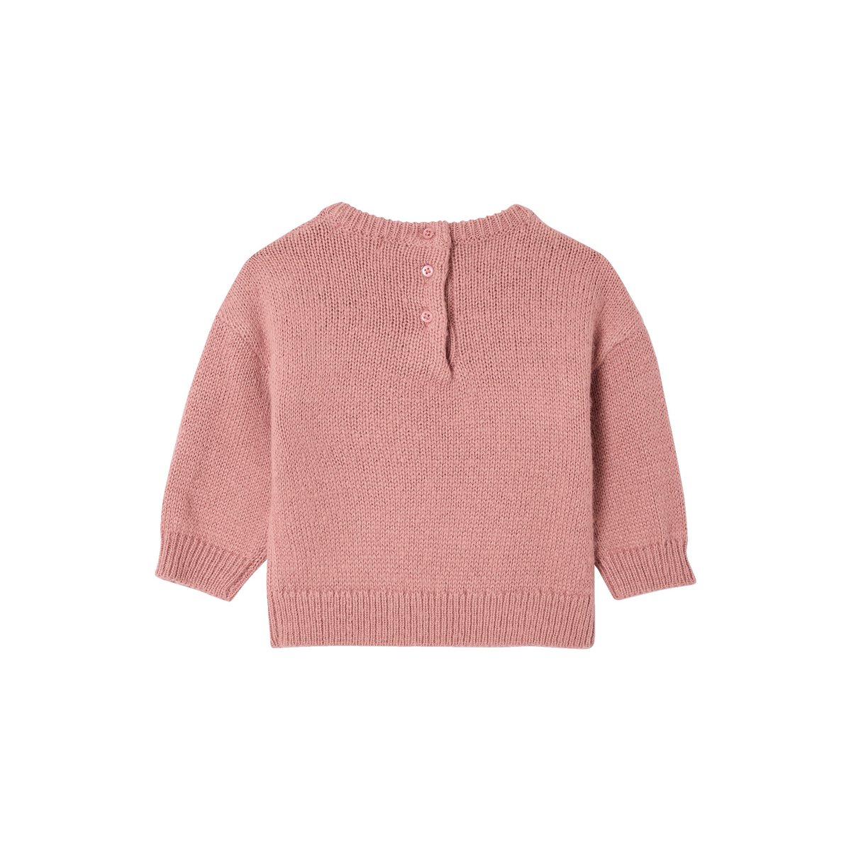 Pull bébé en tricot avec fleurs brodées rose, VERTBAUDET