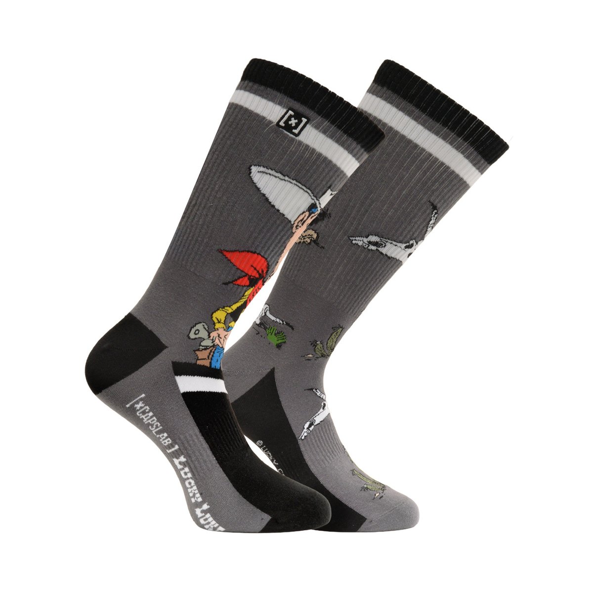 Chaussette Coton Lucky Luke gris/noir/rouge/blanc/jaune/bleu/rose, CAPSLAB
