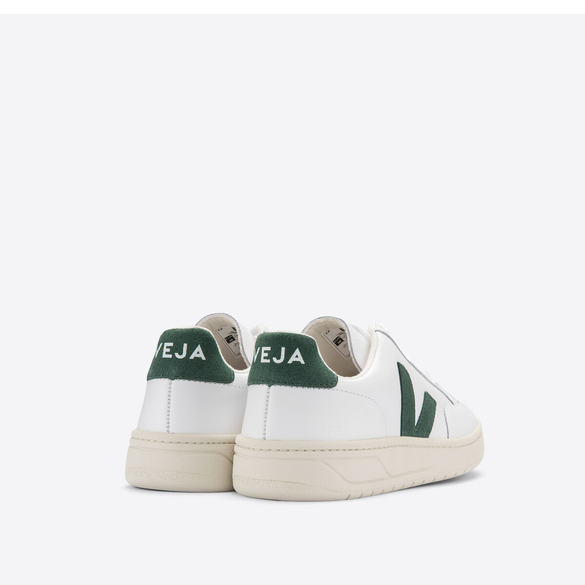 Baskets à lacets en cuir V12 blanc/vert, VEJA
