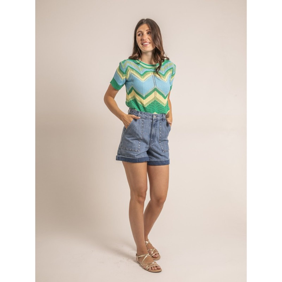 Short Denim Clous Ximoli bleu, DONA LISA