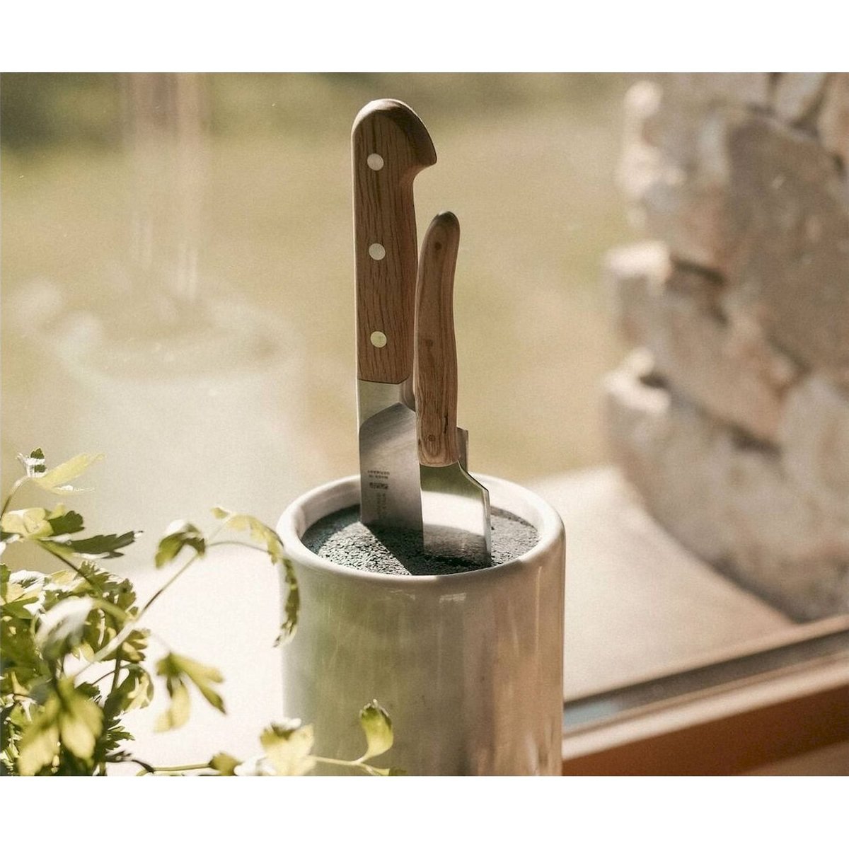 Porte-couteaux rond en marbre pour cuisine marbre blanc veiné gris, RECOLLECTION