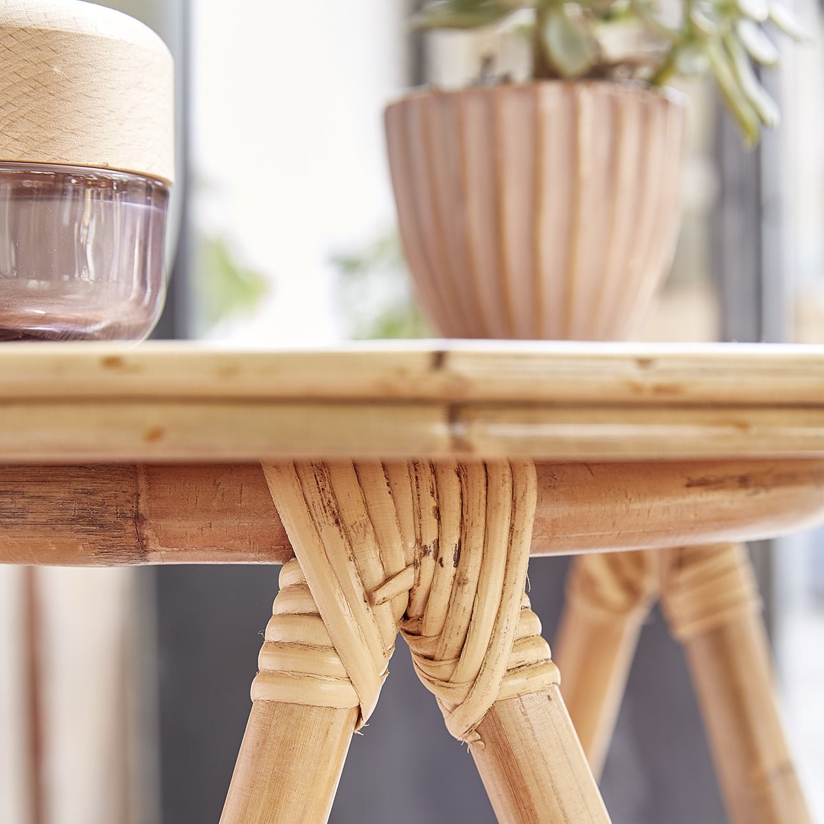 Table d'appoint en rotin ronde  PAOLA naturel, BERAH GETAH