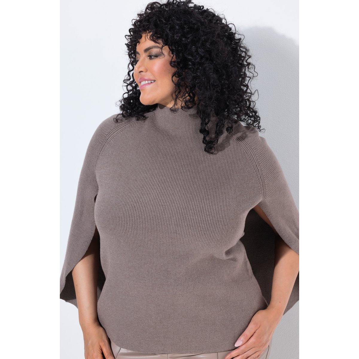 Pull esprit cape, maille chinée marron pâle, ULLA POPKEN