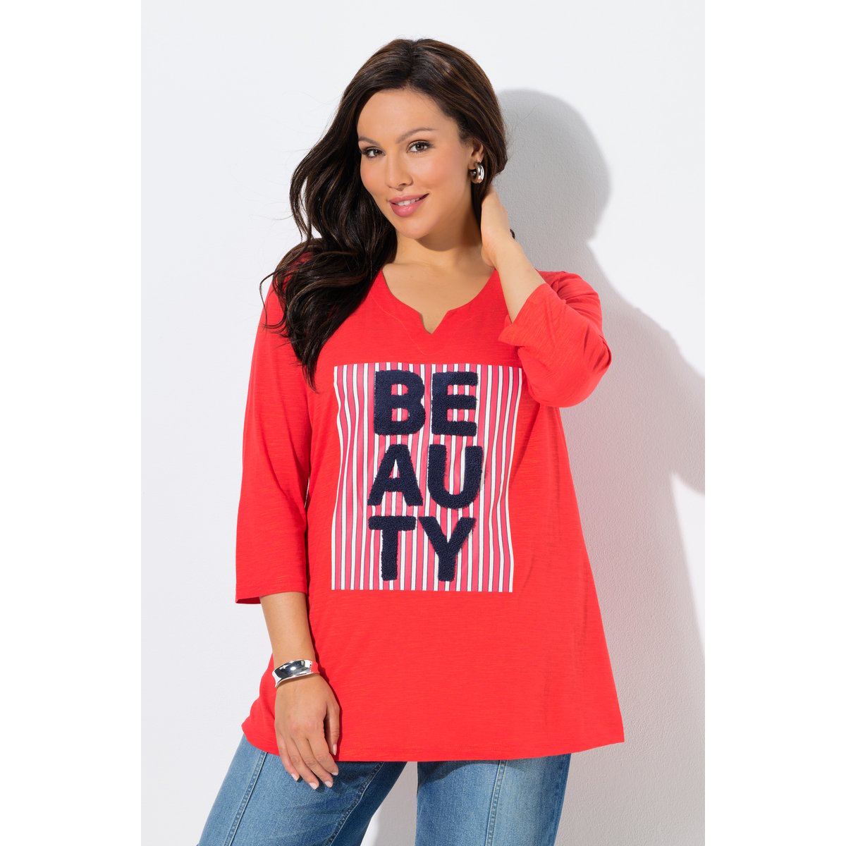 T-shirt motif « Beauty » corail, ULLA POPKEN