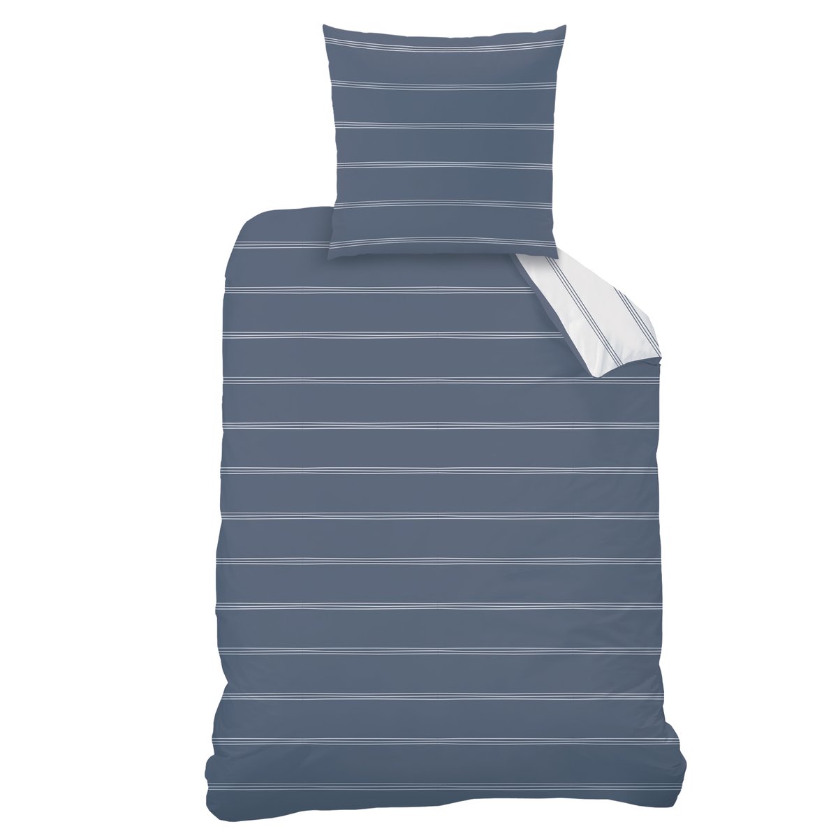 Parure de lit imprimée 100% coton, URBAN STRIPES bleu, MATT ET ROSE