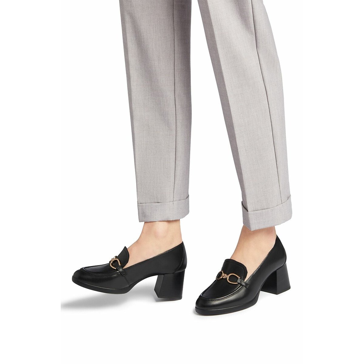 Mocassins à talon en cuir Walk Pleasure 55 noir, GEOX