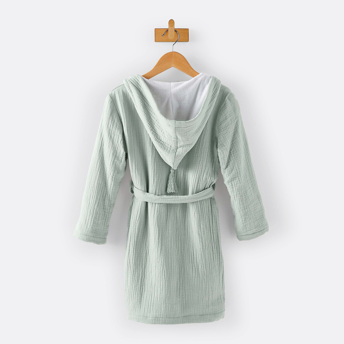 Peignoir capuche gaze de coton, Kumla vert de gris, LA REDOUTE INTERIEURS