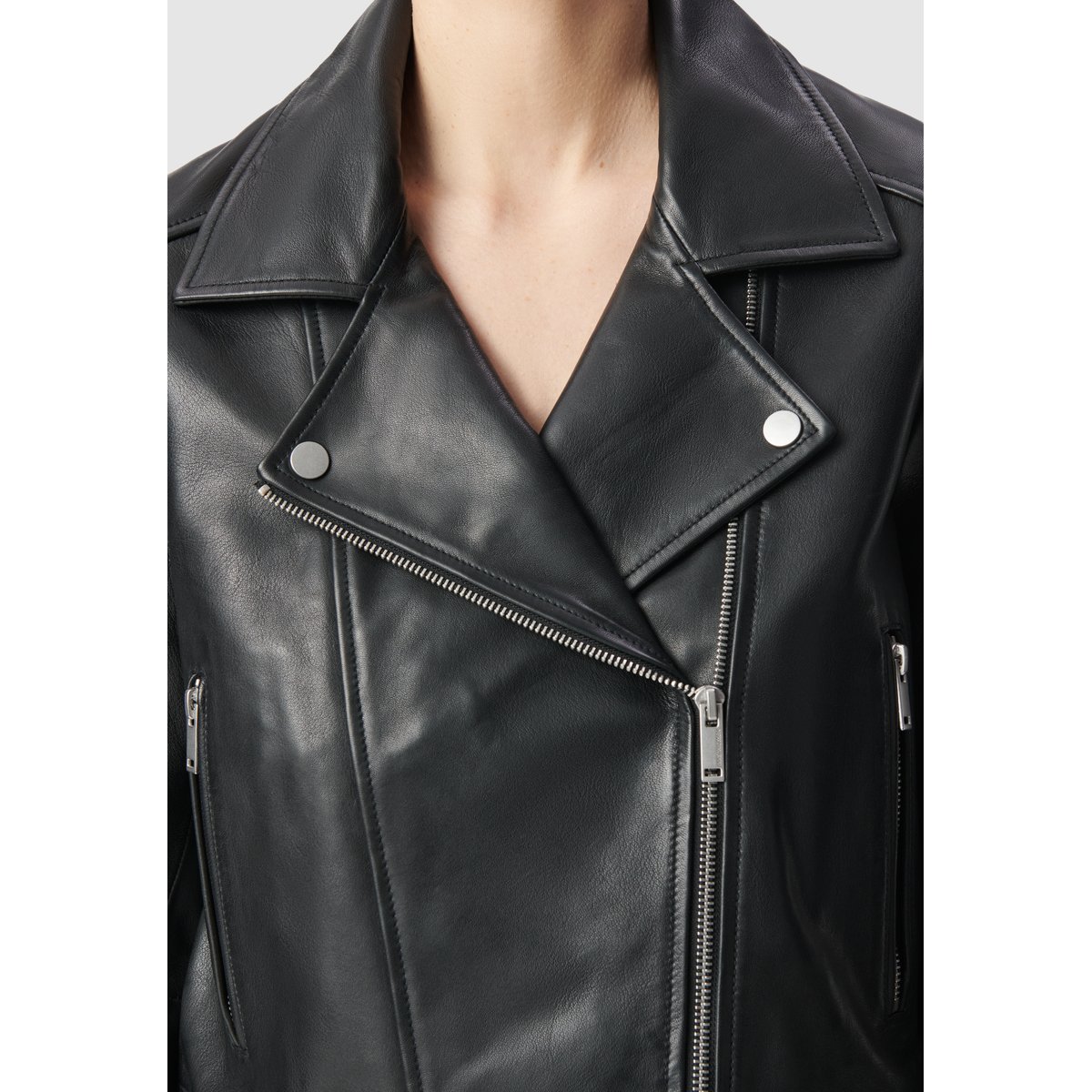 Blouson en cuir d'agneau noir, IKKS