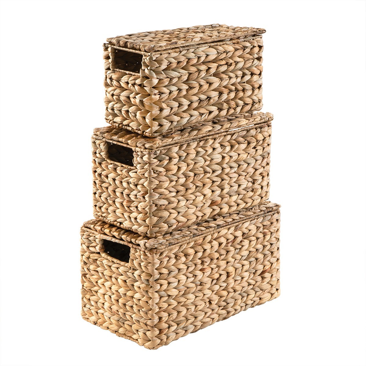 Lot de 3 boîtes en jacinthe d'eau - MAYA beige, CALICOSY