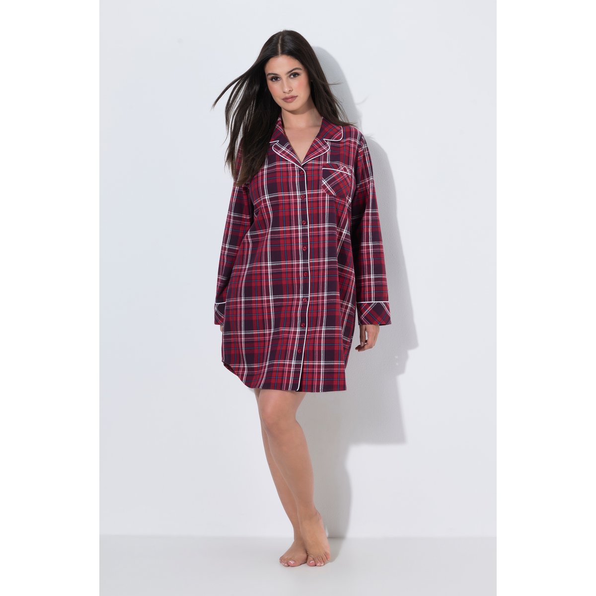 Chemise de nuit en flanelle rouge foncé, ULLA POPKEN