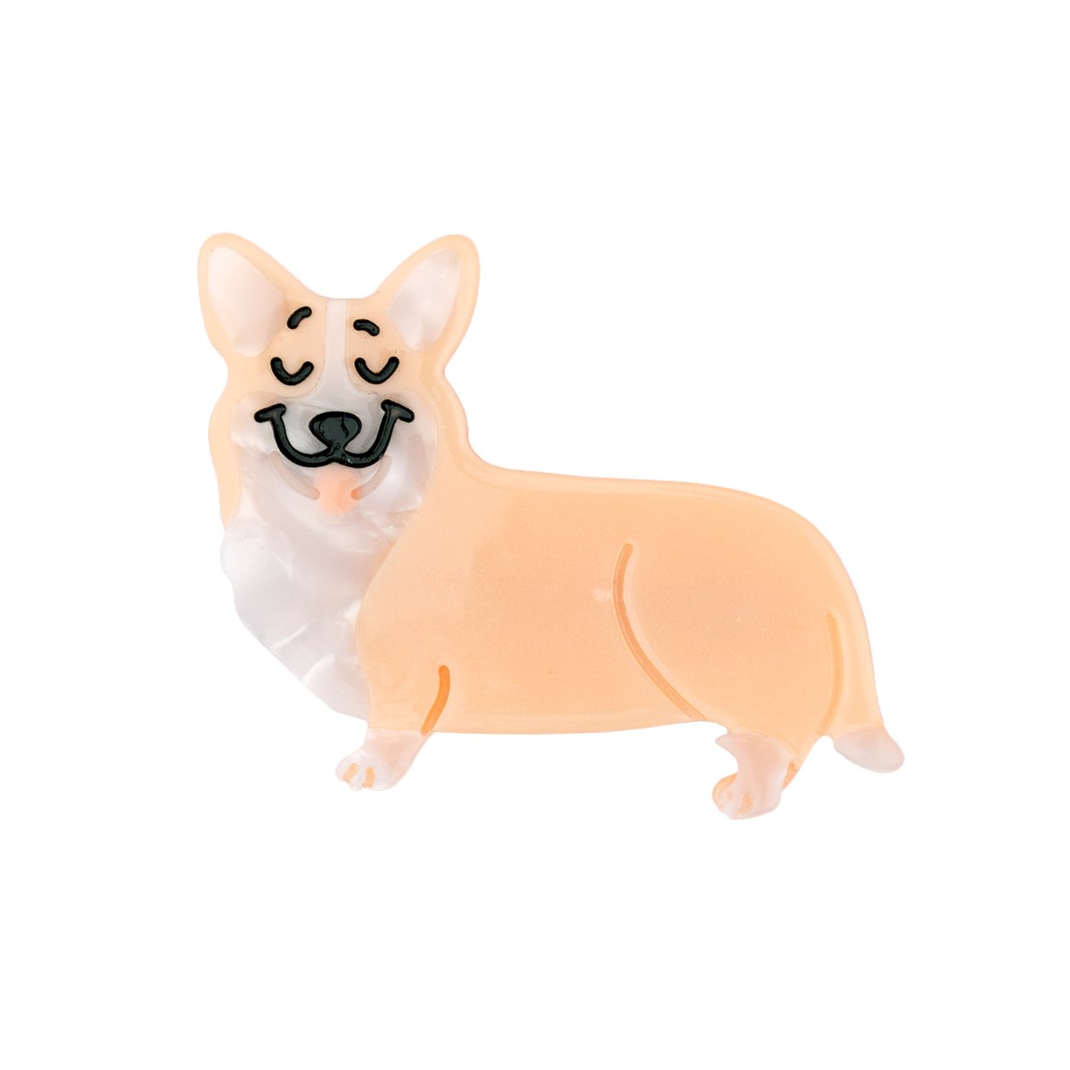 Barrette CORGI beige et blanc, COUCOU SUZETTE